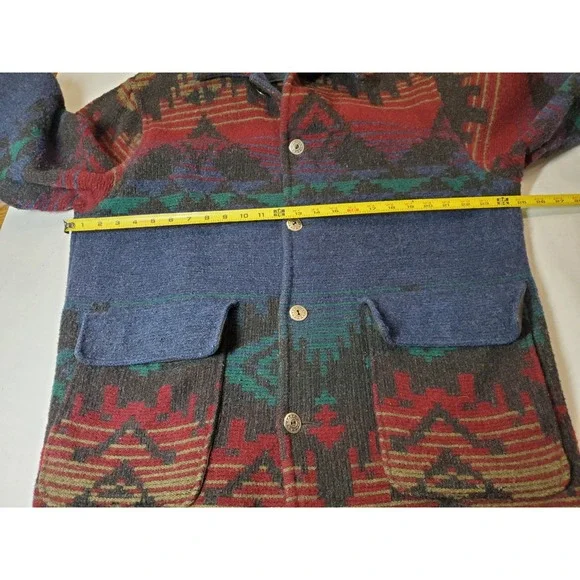 VRTG Woolrich Mens L Southwestern‎ Aztec Print Wool Jacket Made in USA Barn Coat - Picture 8 of 12